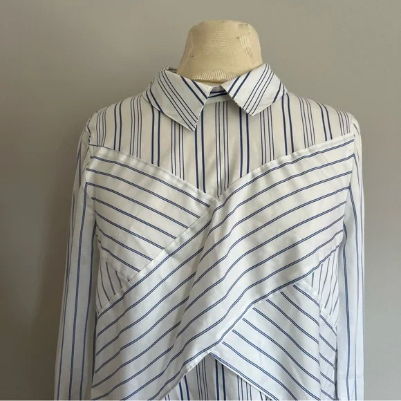 BCBGMaxAzaria Azriel Striped Shirt Dress Women Size XS Cotton Casual Collar - Picture 13 of 13